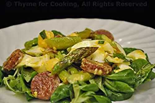 Asparagus and Egg Salad with Chorizo; diet food