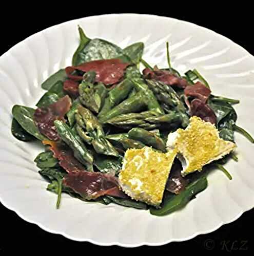 Asparagus and Spinach Salad with Ham and Goat Cheese, Spring