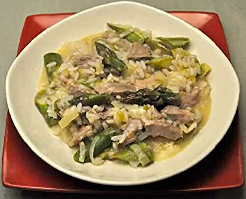 Asparagus Risotto with Veal, Leeks and Green Garlic; mundane news