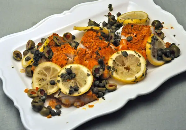 Baked Cod with Lemon and Capers; new sights