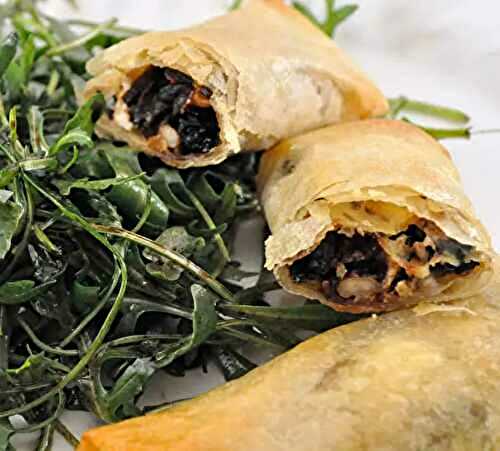 Baked Fall Phyllo Rolls with Rocket Salad