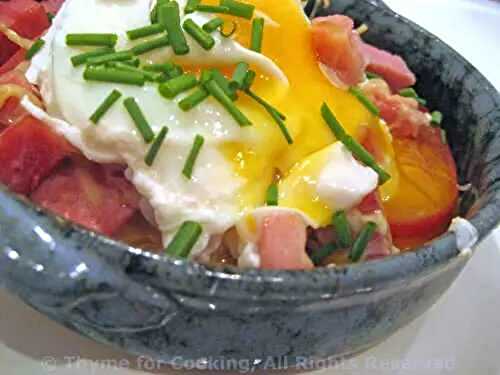 Baked Tomatoes with Ham and Egg; raw milk machine