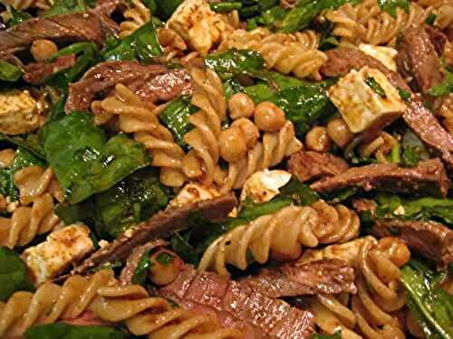 Beef, Chickpea and Feta Pasta Salad; walking a pig