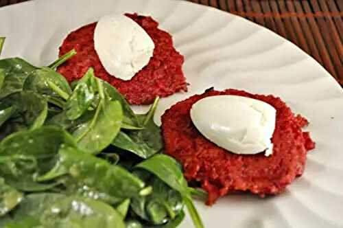 Beet Cakes with Goat Cheese and Spinach; the update