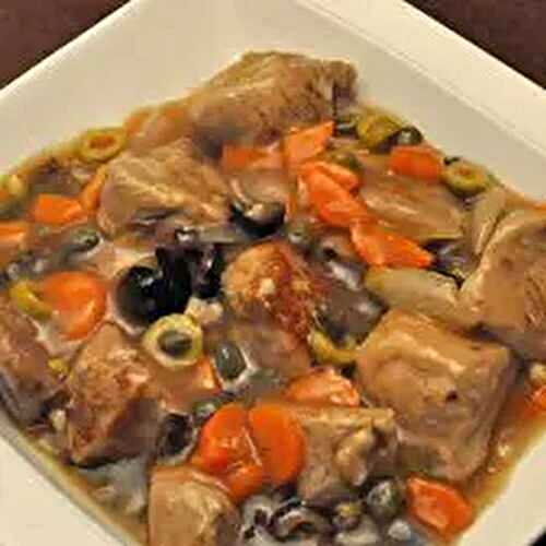 Braised Veal, Carrots, Olives and Capers
