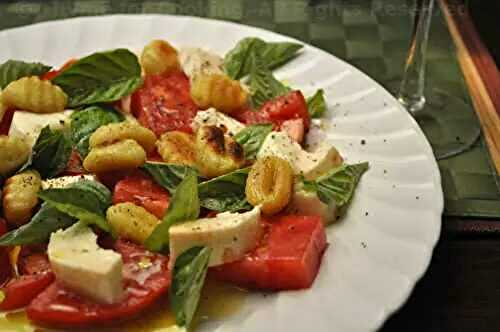 Caprese Salad with Gnocchi; eating packaged foods