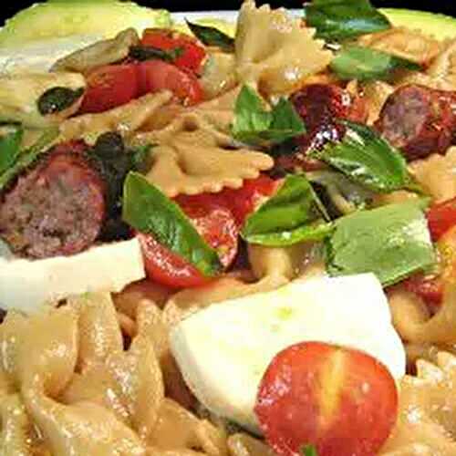 Caprese-Style Pasta Salad with Grilled Sausages