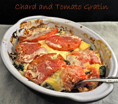 Chard and Tomato Gratin, puppies & sunflowers again