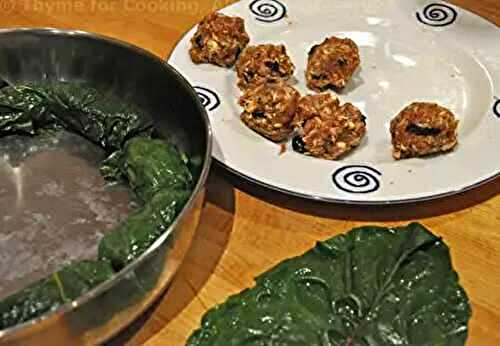 Chard Leaves stuffed with Rice and Sausage