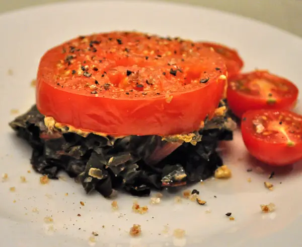 Chard, Tomato Stacks; falling figs