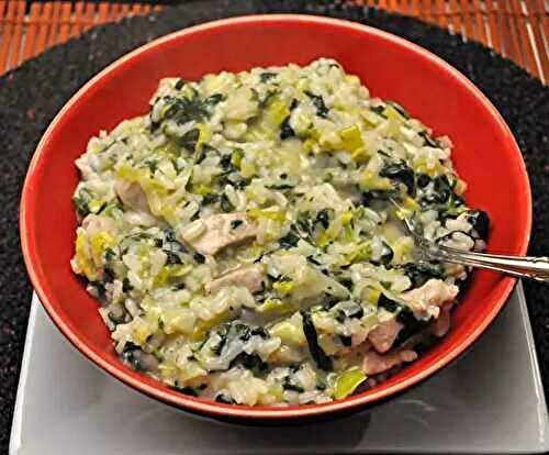 Chicken, Leek and Spinach Risotto; breakfast