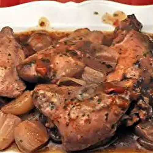 Chicken Thighs in Red Wine, Slow Cooker