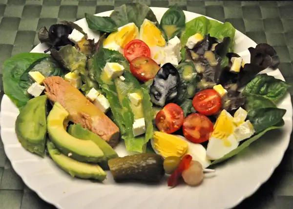 Composed Salad with Tuna, Avocado; baby birds