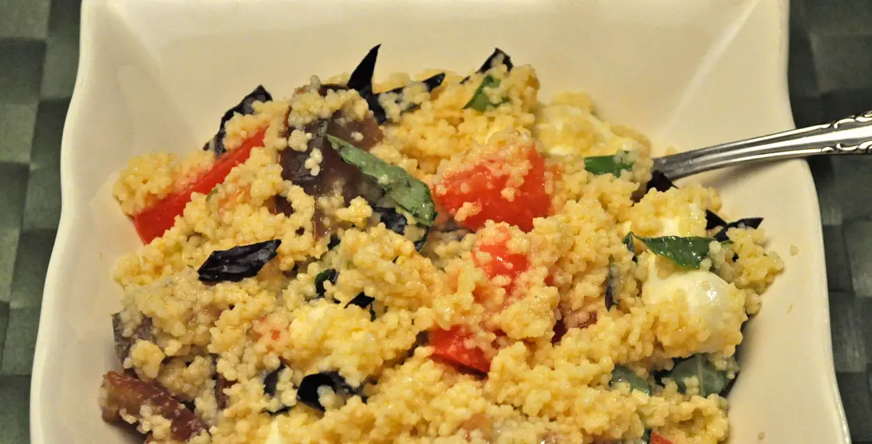 Couscous Salad, Caprese-style; hot!