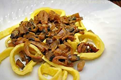 Egg 'Noodles' with Brown Mushroom Sauce; the update
