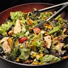 Grilled Chicken Salad, with Corn, Tomatoes, Artichoke Hearts and Herbs