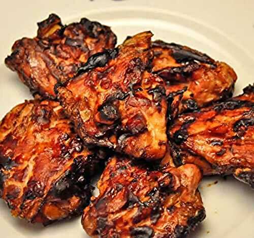 Grilled Chicken Thighs with Oyster Barbecue Sauce; on the road to Morocco