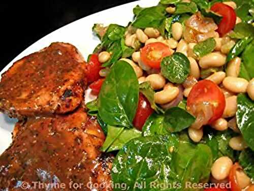 Grilled Pork Chops with Spinach and Cannellini Salad