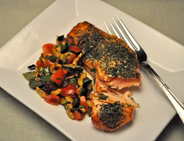 Grilled Salmon with Mediterranean Salsa, the chauffeur
