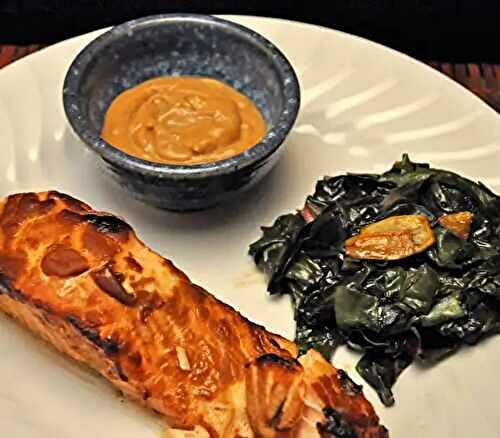 Grilled Salmon with Miso Sherry Sauce, meanderings