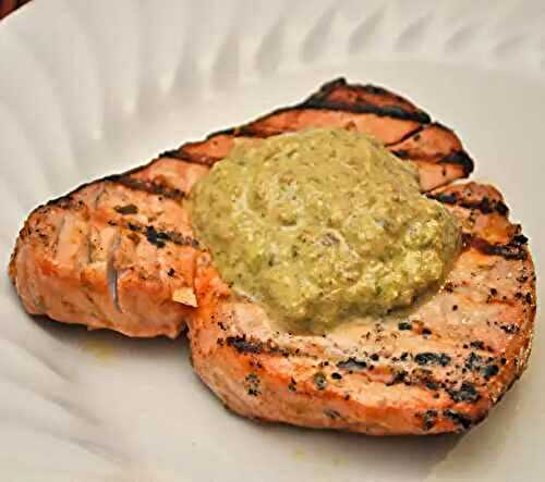 Grilled Tuna with Pesto; it's hot and snarky here