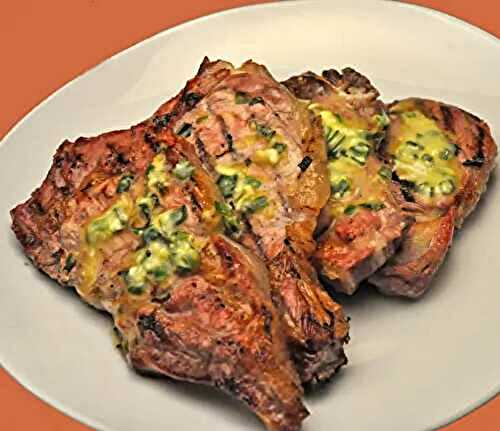 Grilled Veal Chops with Tarragon Butter; siphoning wine