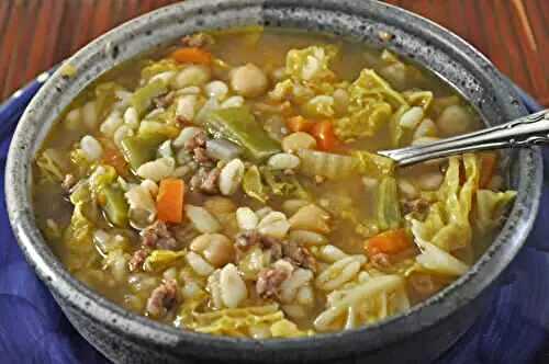 Ground Beef, Barley Vegetable Soup; winter soups and winter