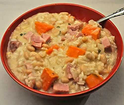 Ham, Sweet Potato, and White Bean Risotto; our pool arrived