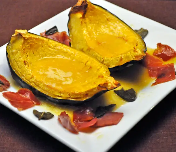 Honey Mustard Acorn Squash; bacon vs dry-cured ham