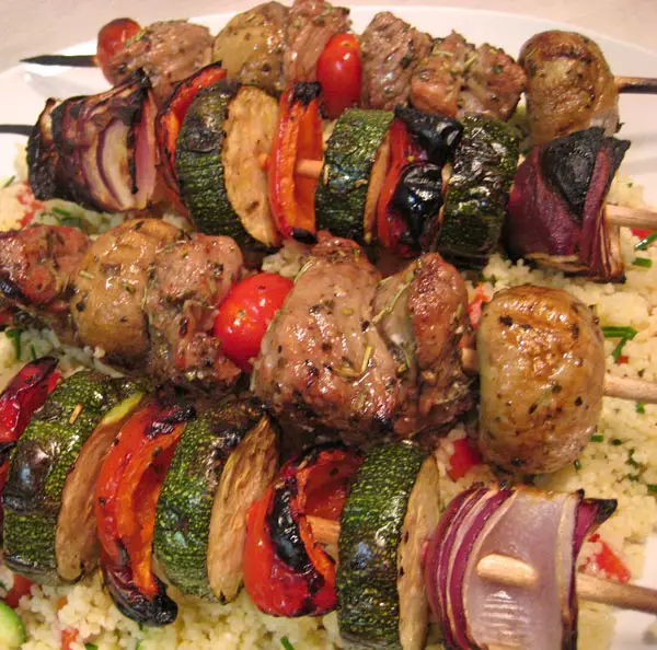 Lamb and Vegetable Kebabs with Yogurt Dipping Sauce