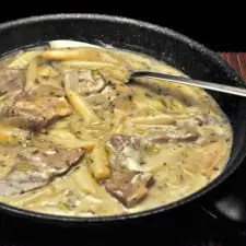 Lamb Steaks, White Asparagus Skillet Dinner