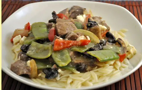 Lamb with Snow Peas and Feta; the update