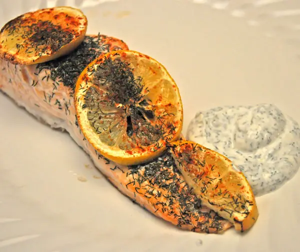Lemon Salmon with Yogurt Dill Sauce, Exciting Times