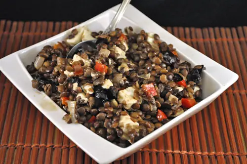 Lentils with Feta and Olives; planning an herb garden