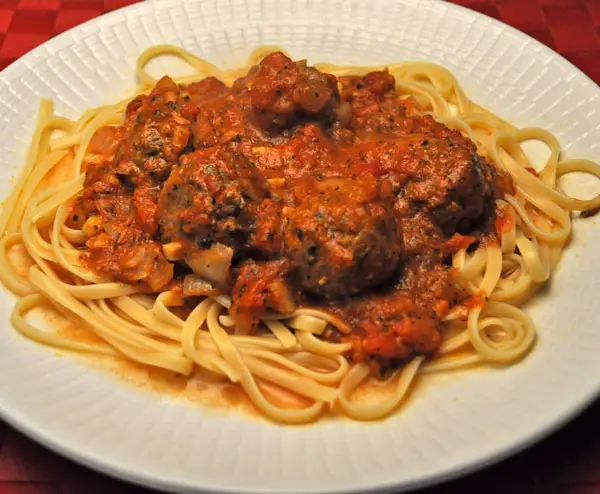 Linguine & Meatballs; tomato soup sauce?