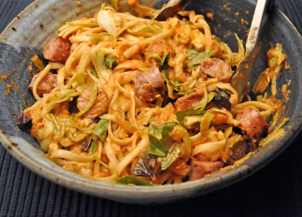 Linguine with Zucchini, Sausage  and Fresh Tomato Sauce; *%*