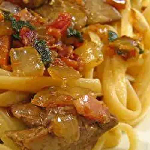 Linguini with Bacon & Chicken Livers
