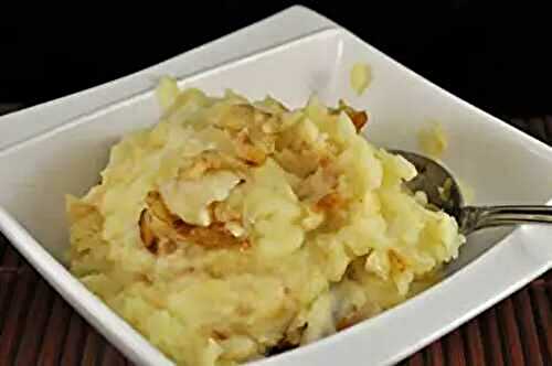 Mashed Potatoes with Caramelized Onions; words