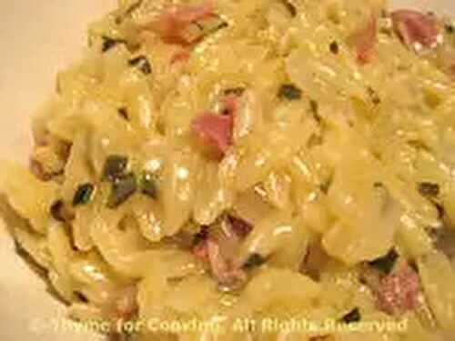 Orzo with Prosciutto, Risotto-Style; Confession is highly over-rated...