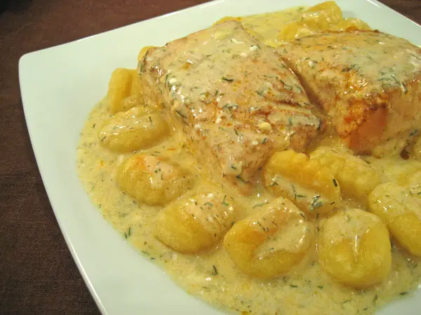 Pan-Fried Salmon with Gnocchi; a day off