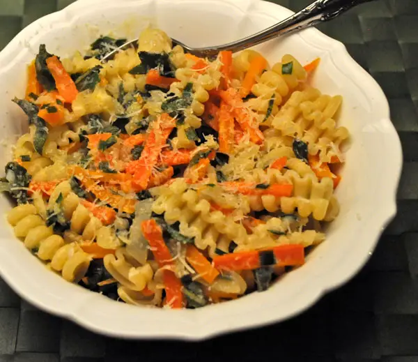 Pasta with Sage and Carrots; scaredy dog