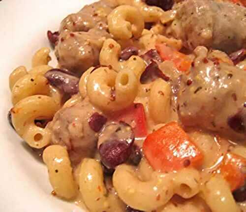 Pasta with Sausage, Red Beans and Mustard; meanderings