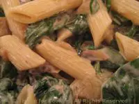 Pasta with Spinach, Mushrooms and Goat Cheese; Through the Looking Glass...