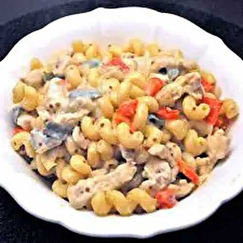 Pasta with Turkey, Peppers, & Mustard Sauce
