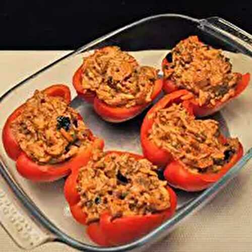 Peppers Stuffed with Beef, Ricotta, & Orzo