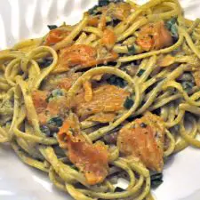 Pesto Linguine with Smoked Salmon