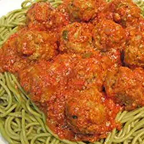 Pesto Meatballs & Spaghetti