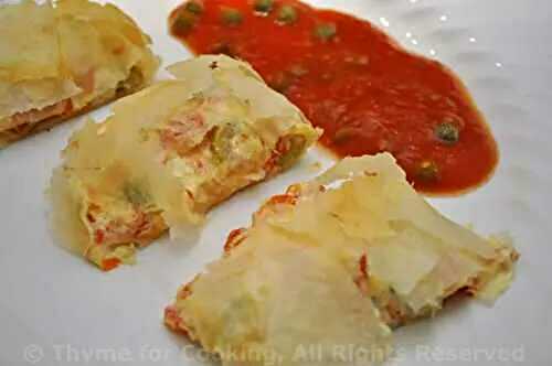 Pimiento and Goat Cheese Strudel, working with phyllo