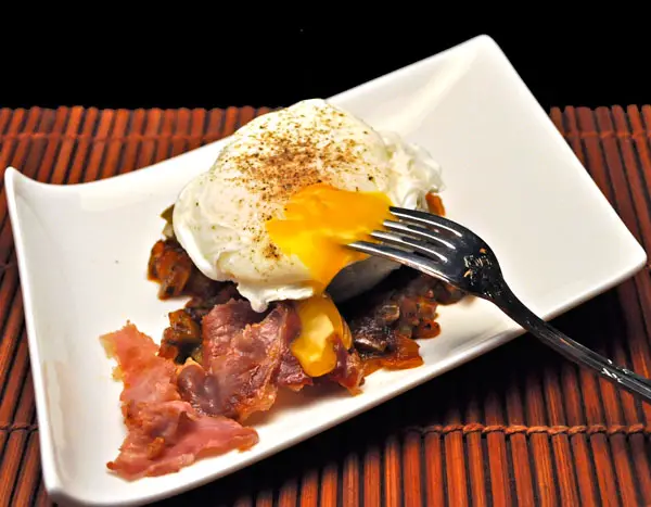 Poached Eggs on Artichoke Bottoms, the lake