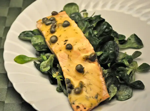 Poached Salmon Salad; life is good